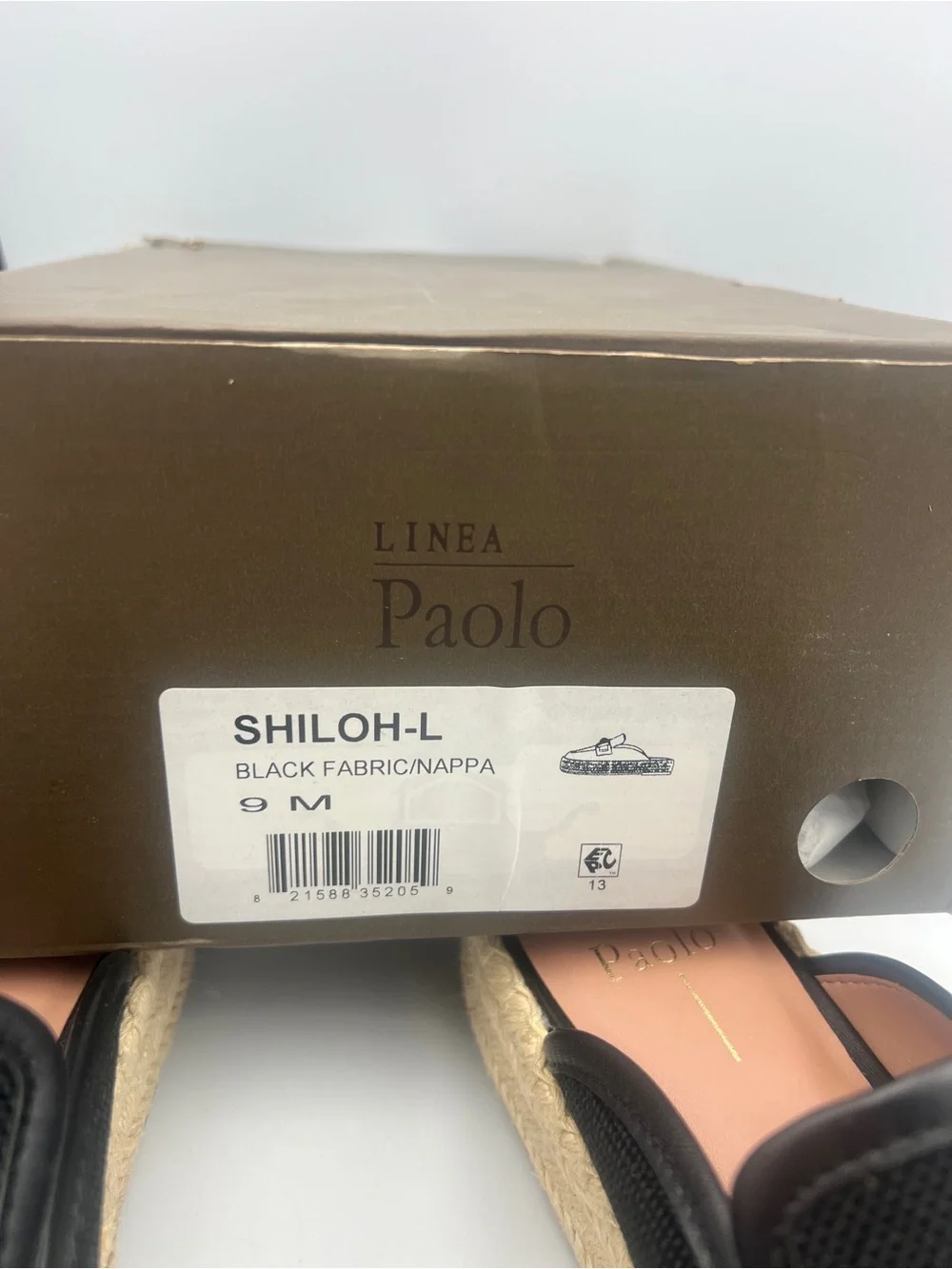 Linea Paolo Shiloh Bamboo Espadrille Mules Black w/Nappa Leather Trim Size 9 NWB